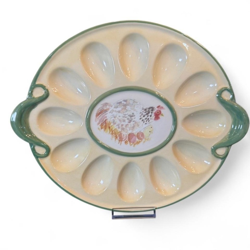 Pfaltzgraff Circle of Kindness Irish Country Chicken Egg Plate‎